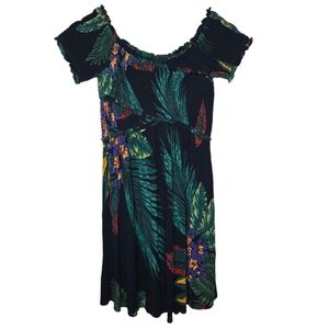 Patrons Of Peace Women Off The Shoulder Marine Floral Fit Flare Dress Size Small